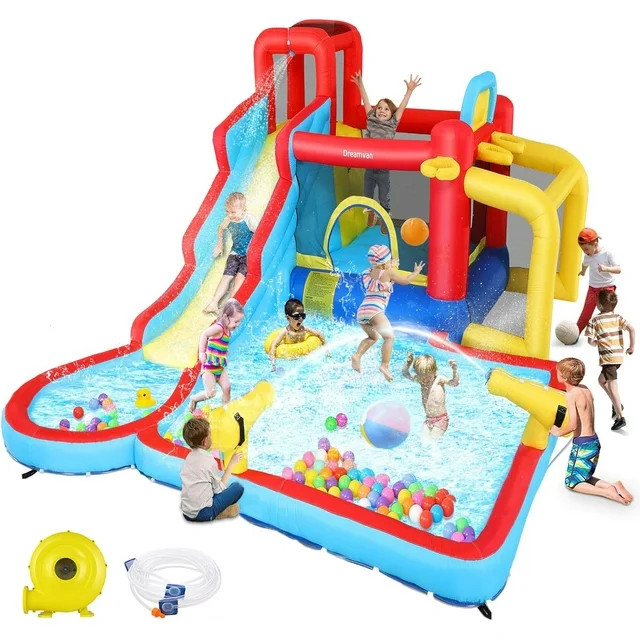 Inflatable Water Slide 12 in 1 Waterfall Waves Mega Water Park, Inflatable Bounce House Water Sli... | Walmart (US)