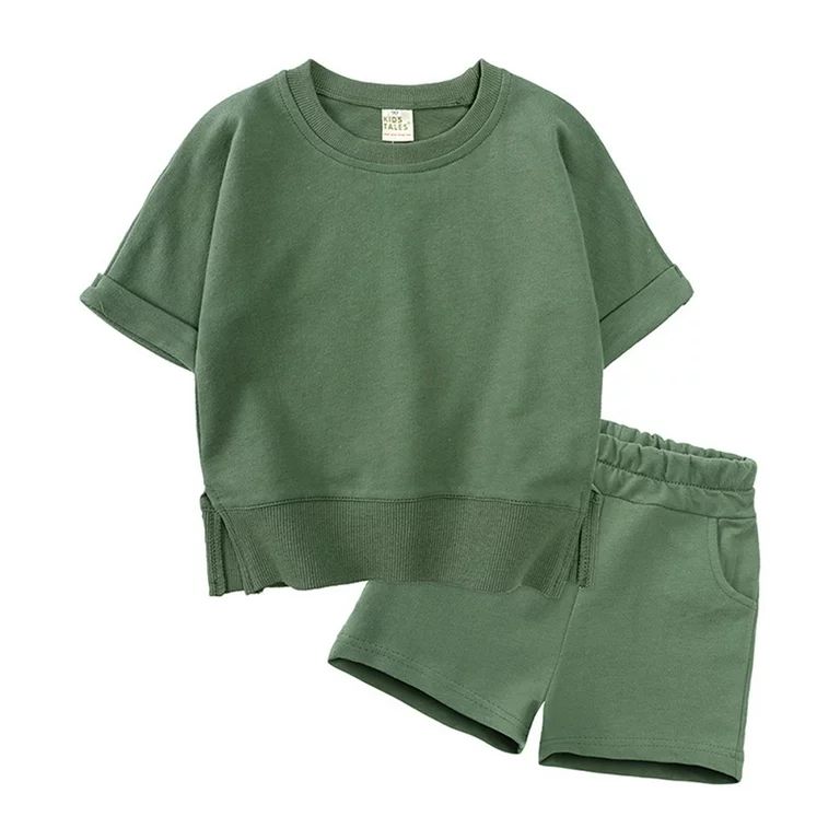 Toddler Kids Baby Boy Girl Solid Cotton Pullover Short Sleeve Sweatshirt T Shirt Crewneck Tops Sh... | Walmart (US)