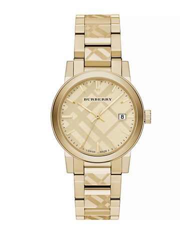 Burberry The City Goldtone Check Watch-GOLD-One Size | The Bay (CA)