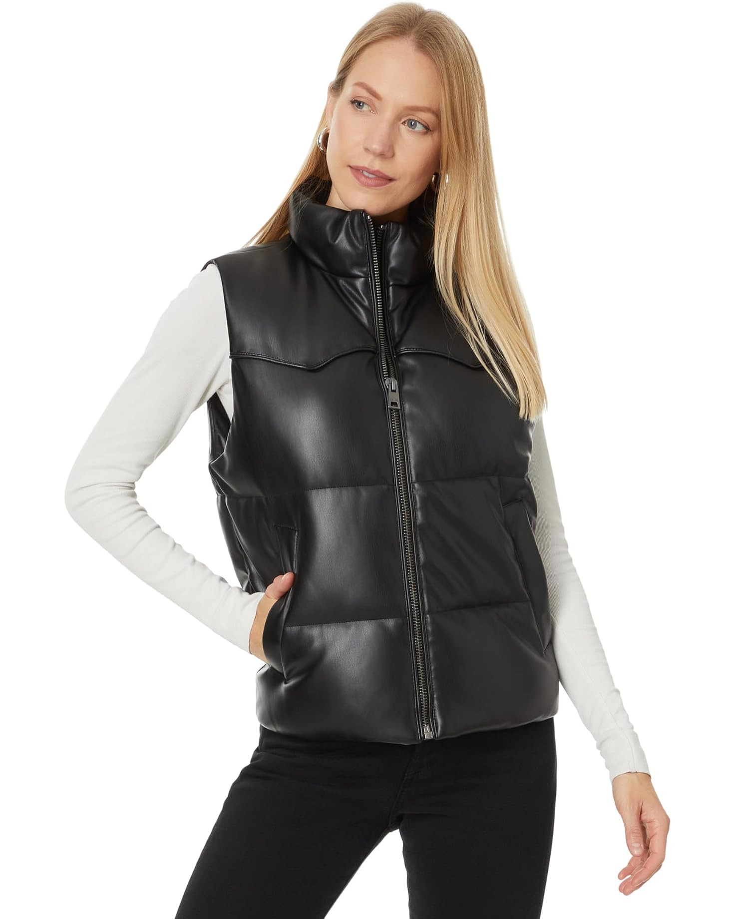 Faux Leather Puffer Vest | Zappos