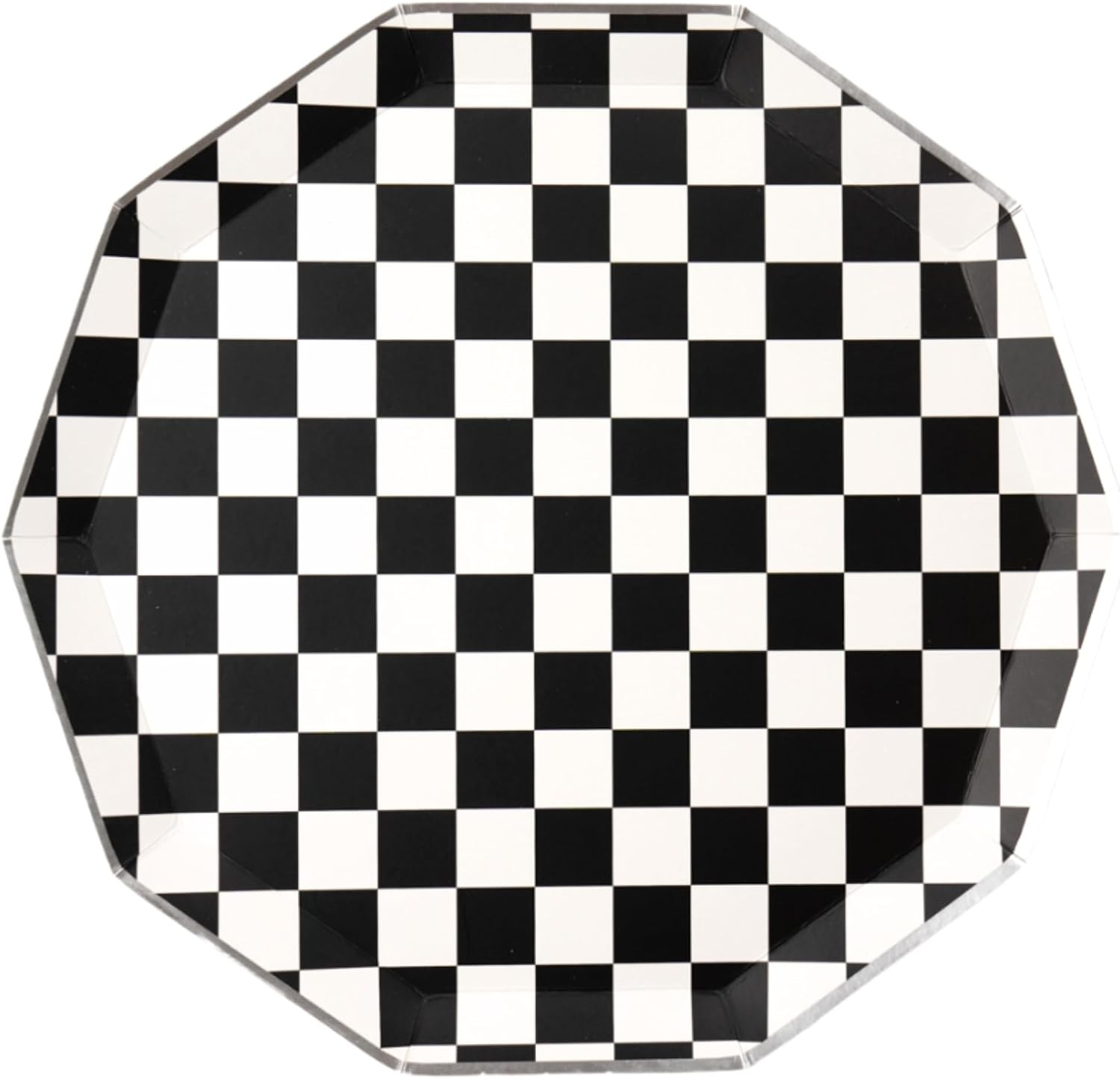 Black and White Checkered Paper Party Plates by Bonjour Fete | Disposable Plates for Halloween, Birthday - Sturdy Dinner Plates| 10.5" D (8 Pack) | Amazon (US)