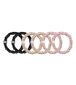 Slip Silk Skinnie Scrunchies in Black, Pink, and Caramel - 100% Pure 22 Momme Mulberry Silk Scrun... | Amazon (US)