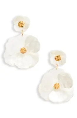 Nordstrom Pansy Drop Earrings in White- Gold at Nordstrom | Nordstrom