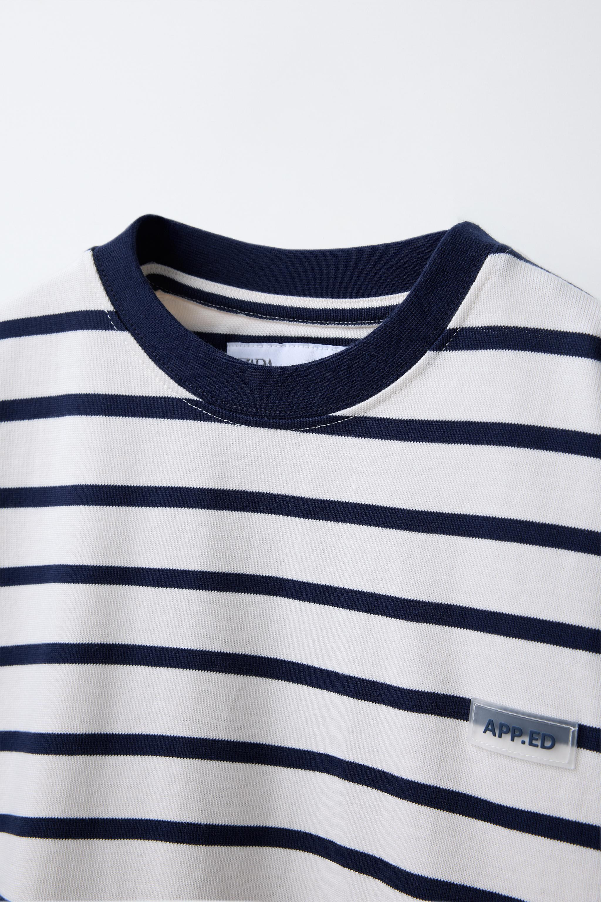 HEAVY WEIGHT STRIPED LABEL T-SHIRT striped Green stripe Brown / White | Zara US