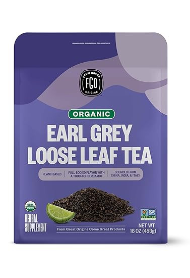 FGO Organic Earl Grey Black Tea, 16 Ounce Loose Leaf Bulk Resealable Bag, 16oz, Packaging May Var... | Amazon (US)