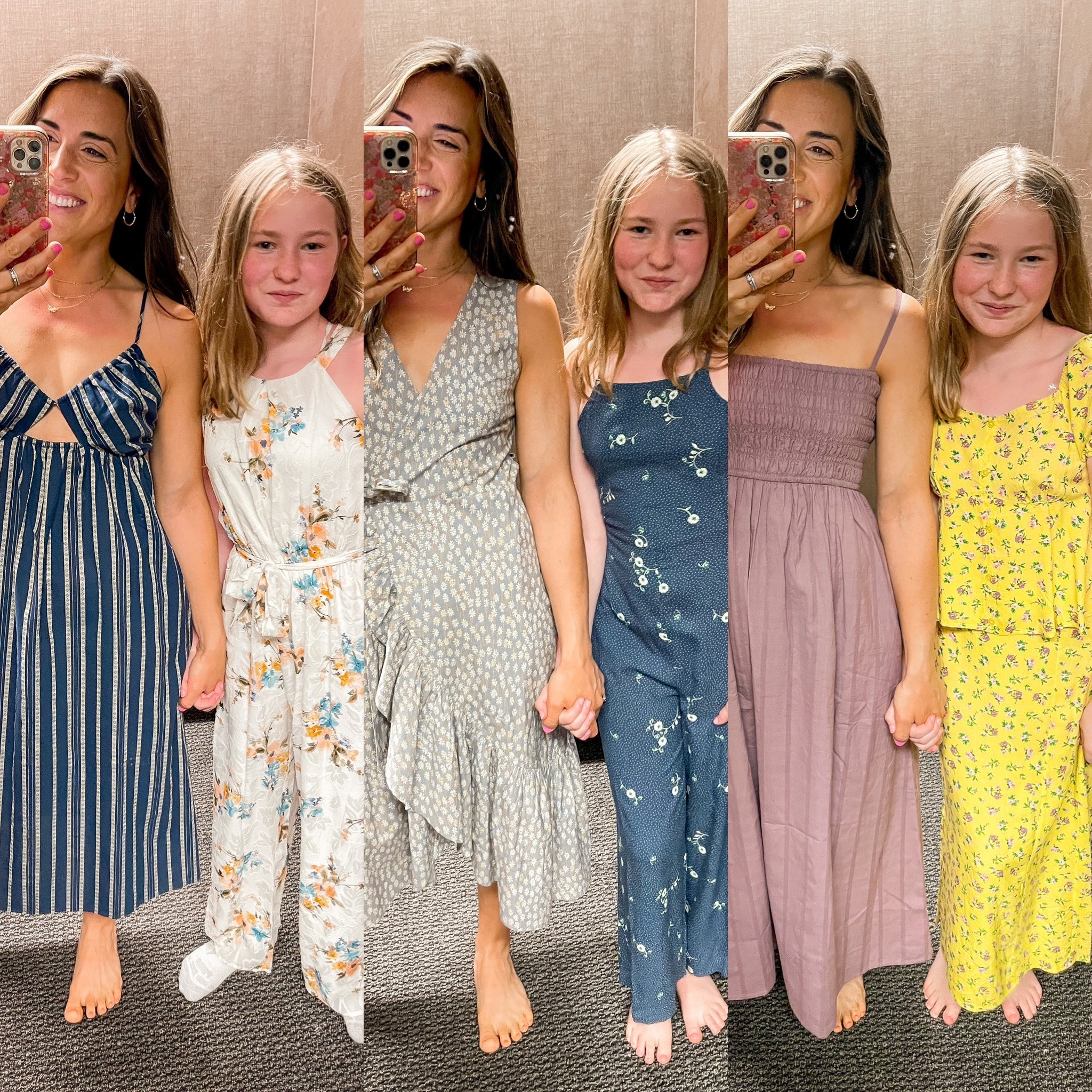 Dresses + jumpsuits for women and girls | Nordstrom style | summer dresses | girls skirts | vacation looks | madewell | dressing room try on | style ideas | fashion inspiration 

Womens: dress: sized down one to xs
Girls: white jumpsuit: size large 
Womens ruffle wrap dress: wearing xs
Girls: blue jumpsuit size large 
Womens purple tank dress: wearing xs
Girls yellow two piece top/skirt: size large



#LTKstyletip #LTKSeasonal #LTKtravel