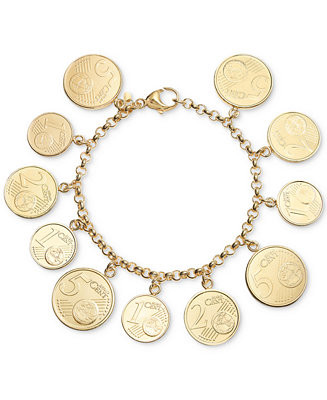 Euro Coin Charm Bracelet in 14k Gold Vermeil | Macy's
