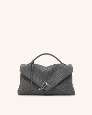 Celeste Faux Suede Woven Envelope Bag - Charcoal Gray | JW PEI US