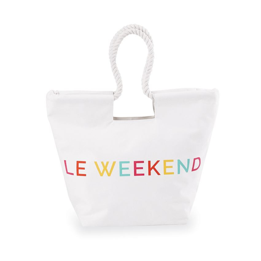Le Weekend Canvas Beach Tote Bag | Mud Pie (US)