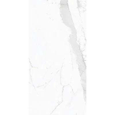 32" X 64" Porcelain Marble Look Wall & Floor Glossy White Tile Carrara Statuario | Wayfair North America