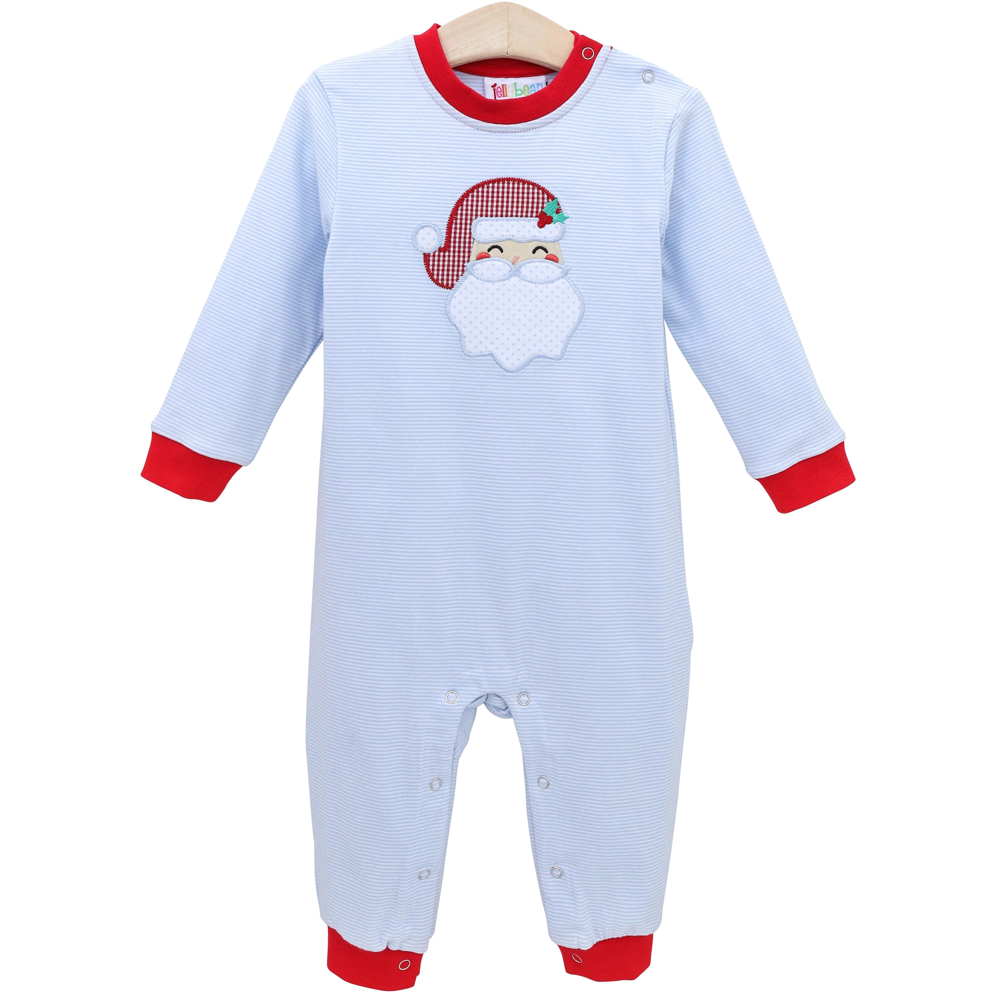 Blue Ho Ho Ho Romper by Jellybeans Smock Candy | Persnickety