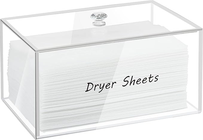 Dryer Sheet Holder, Dispenser, Acrylic Container Storage Box for Laundry Room Organization, Holds... | Amazon (US)