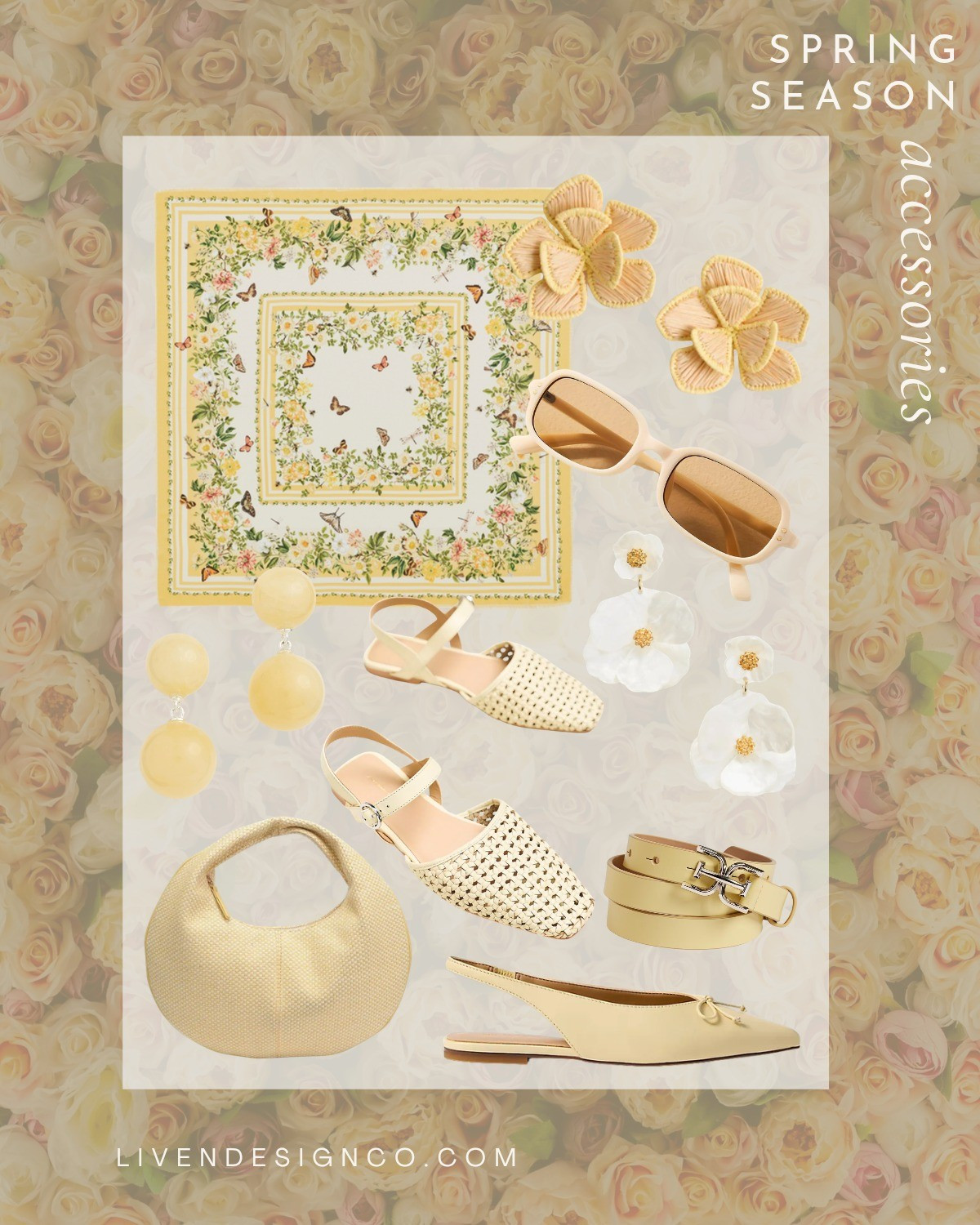 Spring accessories. Spring scarf. Yellow flats. Sunglasses. Yellow necklace. Statement necklace. Statement earrings. Butter yellow. Yellow handbag

#LTKSeasonal #LTKSaleAlert