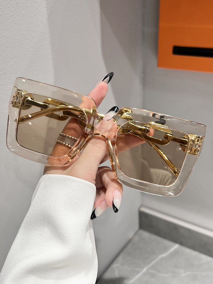 1 Pair Square Beach Sunshade Fashion Sunglasses | SHEIN