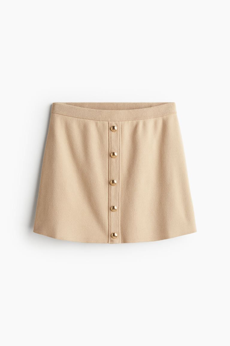 Button-Front Fine-Knit Skirt | H&M (US + CA)