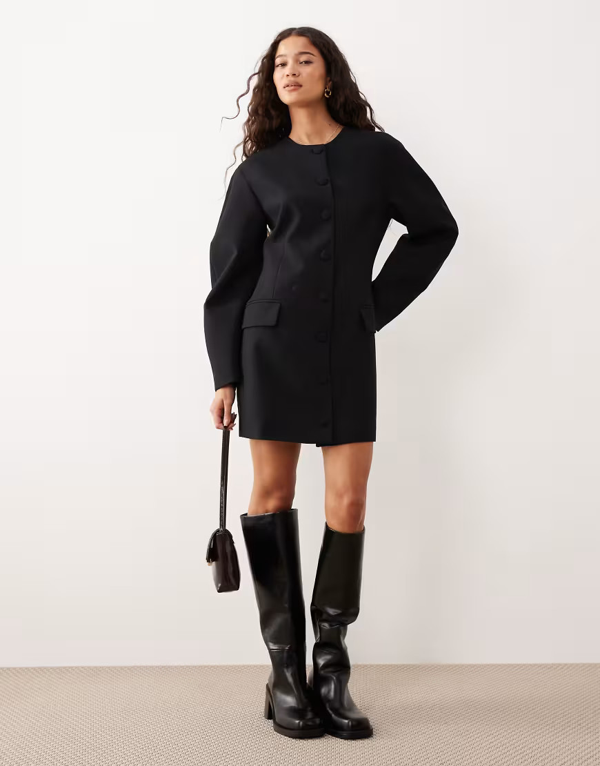 ASOS DESIGN cacoon sleeve blazer dress in black | ASOS (Global)