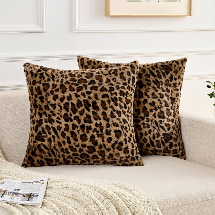 GALMAXS7 Cheetah Pillow Covers 18x18 Faux Fur Throw Pillow Covers Set of 2 Leopard Couch Pillow C... | Amazon (US)