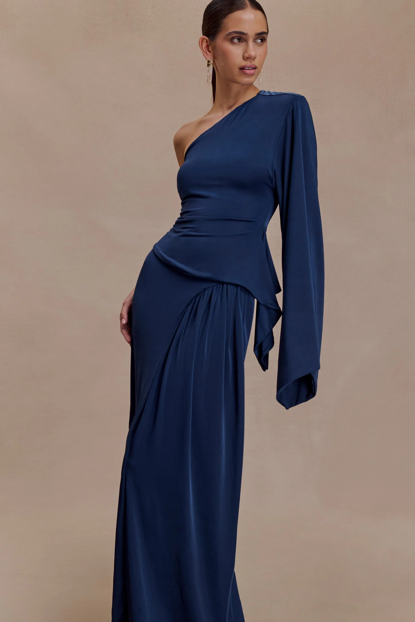 Slinky One Shoulder Top - Midnight Navy | MESHKI US