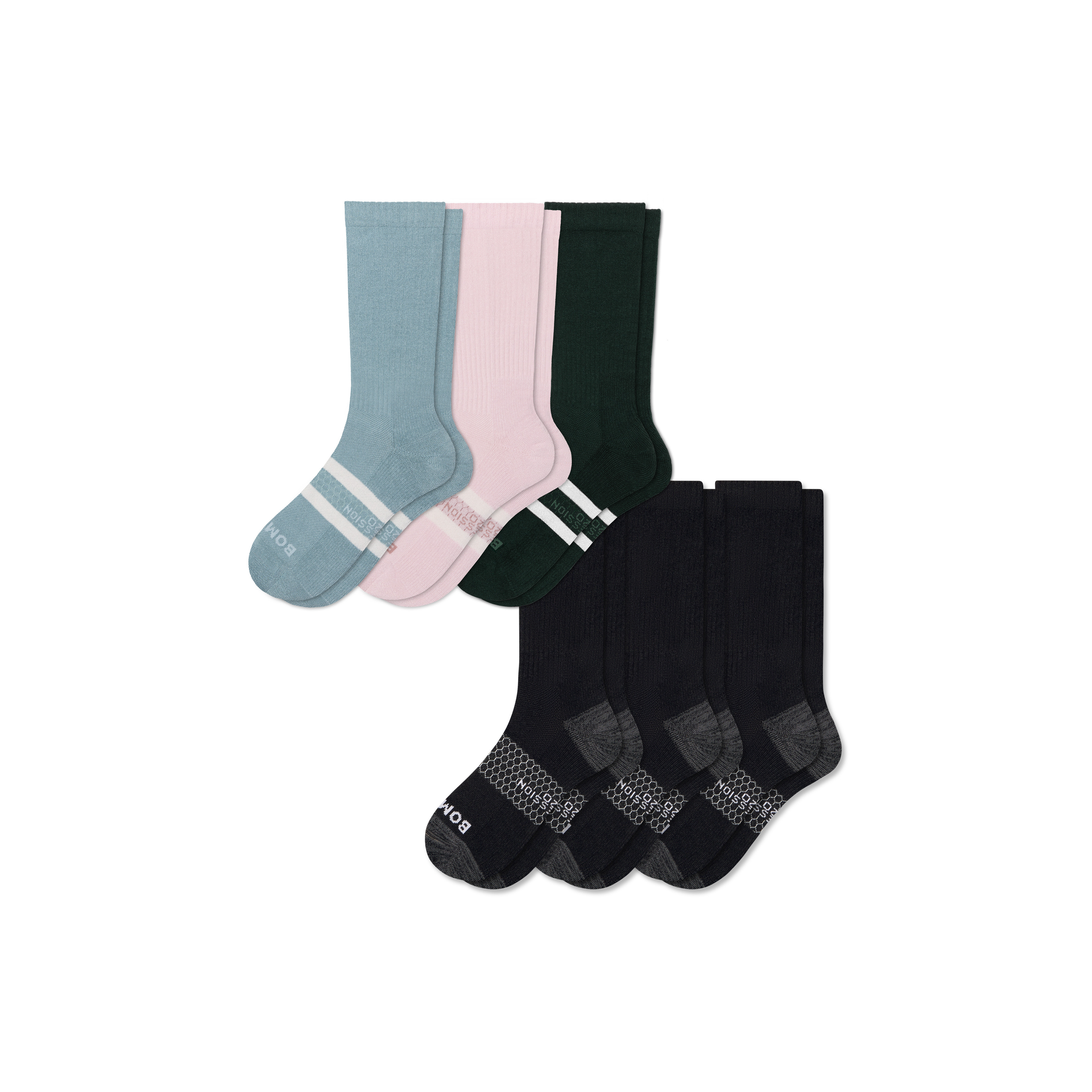 Women's Everyday Compression Calf Sock 6-Pack (15-20mmHg) - Rose Black Mix - Small - Cotton Blend - Bombas | Bombas