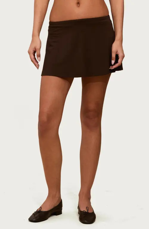 EDIKTED Keisha Flared Low Rise Miniskort in Brown at Nordstrom, Size Small | Nordstrom