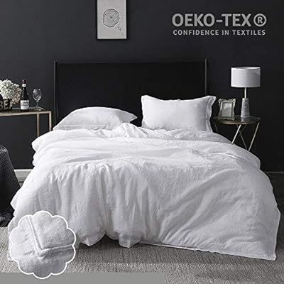 Simple&Opulence 100% Washed Linen Duvet Cover Set 3 Piece Home Bedding Sets with Button Closure(W... | Amazon (US)