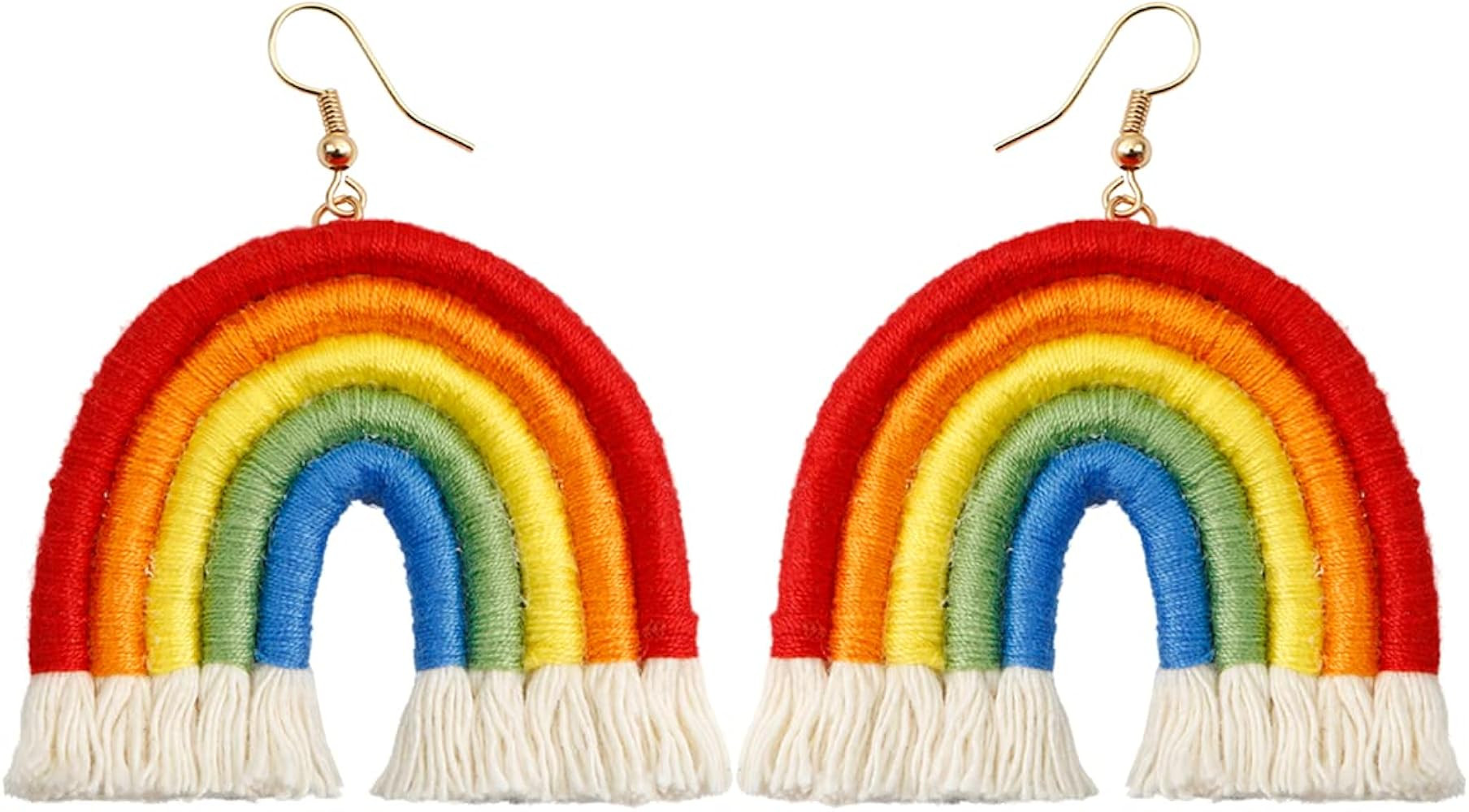 JeanBeau Boho Rainbow Layered Tassel Dangle Drop Earrings for Women, Trendy handmade Bohemian Lig... | Amazon (US)