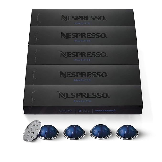 Nespresso Capsules VertuoLine, Diavolitto ,Dark Roast Espresso Coffee, 50 Count Coffee Pods, Brew... | Amazon (US)