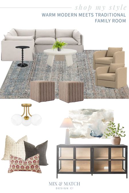 This week's blog post shares a design I created for a large family room! I love putting these Shop My Style boards together - it’s fun to share a peek at my design style and give you a taste of what I do with my e-design clients. These are a little more “low key” than my client design boards, but they include many of the pieces of furniture and decor that I might recommend for a space.

This ready-made design is a mix of "high/low" and I hope it gives you a jumping off point for finding the right pieces for your own home.

This living space is inspired by a mashup of styles: a little bit modern, a little bit traditional, and all the cozy feels. If you’re a fan of @amberinteriors or @studiomcgee (I definitely am!), you might see some echoes of their styles in here as well. 😉

#LTKhome
