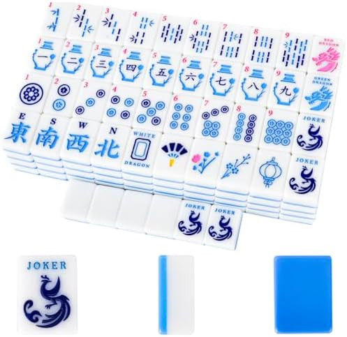 American Mahjong Tile Set, 166 Quality Engraved Tiles Blue Backboard, 1.2 inch American Mahjong G... | Amazon (US)