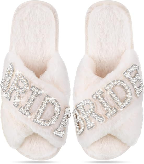 Jiuguva Bride Slippers Wedding Slippers White Women Slippers Soft Bridal Slippers Bridal Party Sl... | Amazon (CA)