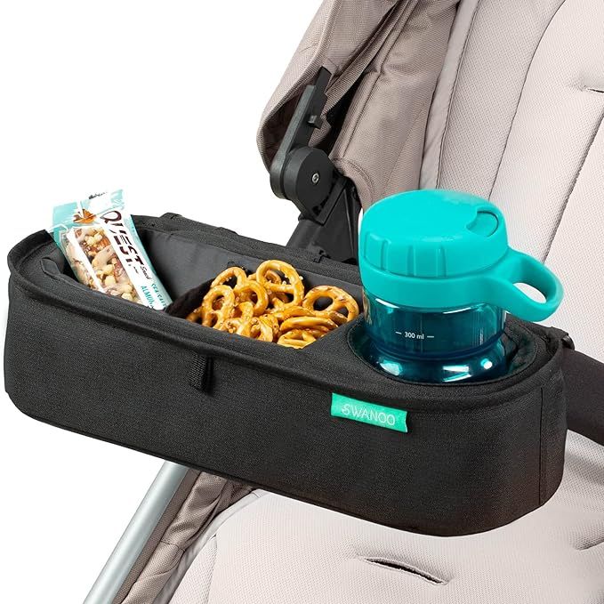 Universal Stroller Tray with Insulated Sippy Cup Holder - Upgraded Rigid Frame Stays Upright - Ex... | Amazon (US)