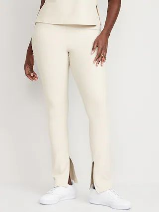 Extra High-Waisted PowerSoft Rib-Knit Split Flare Leggings for Women | Old Navy (CA)