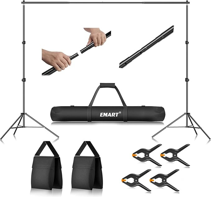 EMART Backdrop Stand 10x7ft(WxH) Photo Studio Adjustable Background Stand Support Kit with 2 Cros... | Amazon (US)