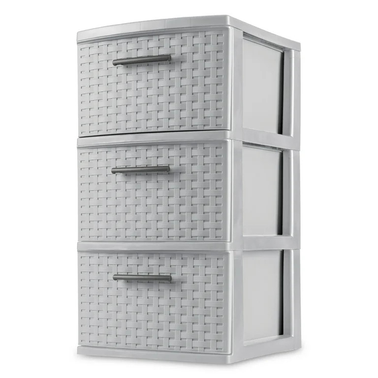 Sterilite 3 Drawer Weave Tower, Plastic Décor Drawers with Pull Handles, Gray | Walmart (US)