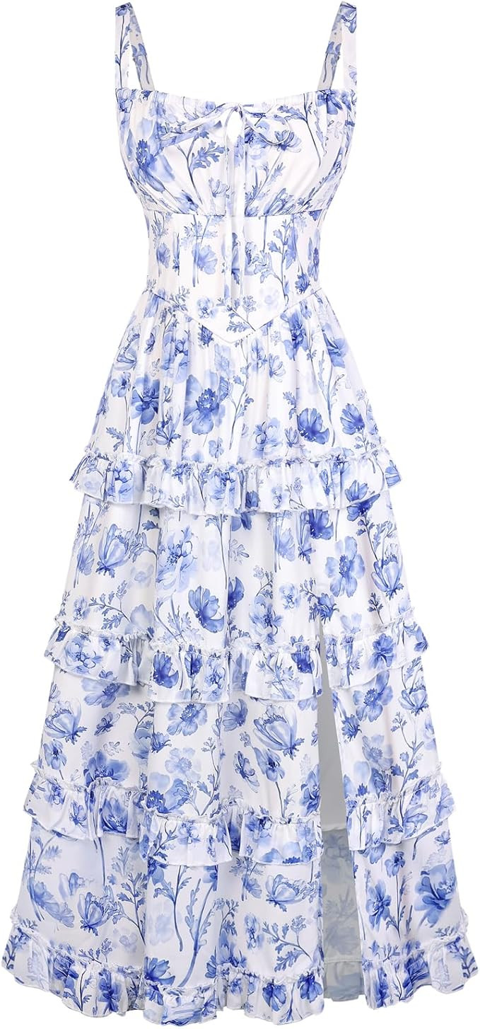 Scarlet Darkness Women's Floral Corset Dress 2026 Summer Spring Wedding Guest Dresses Flowy Sundr... | Amazon (US)