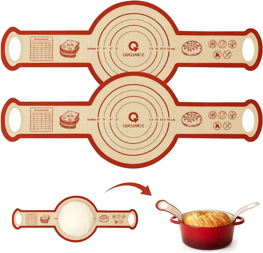 Silicone Sourdough Bread Sling Mat - 2Set Round Dough Baking Slings For Dutch Oven, NonStick High... | Amazon (US)