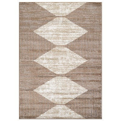 World Rug Gallery Beige Brown Geometric Stripe Indoor Area Rug - BEIGE 7'10"x10' | Target