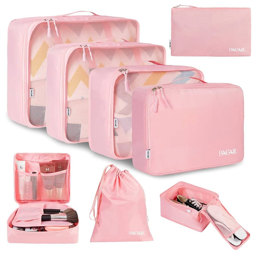 BAGAIL 8 Set Packing Cubes Luggage Packing Organizers for Travel Accessories (Blush Pink) | Amazon (US)