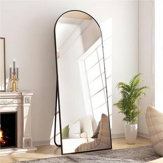XRAMFY 20 in. W x 64 in. H Arched Black Modern Aluminum Alloy Framed Full Length Mirror Floor Mir... | The Home Depot