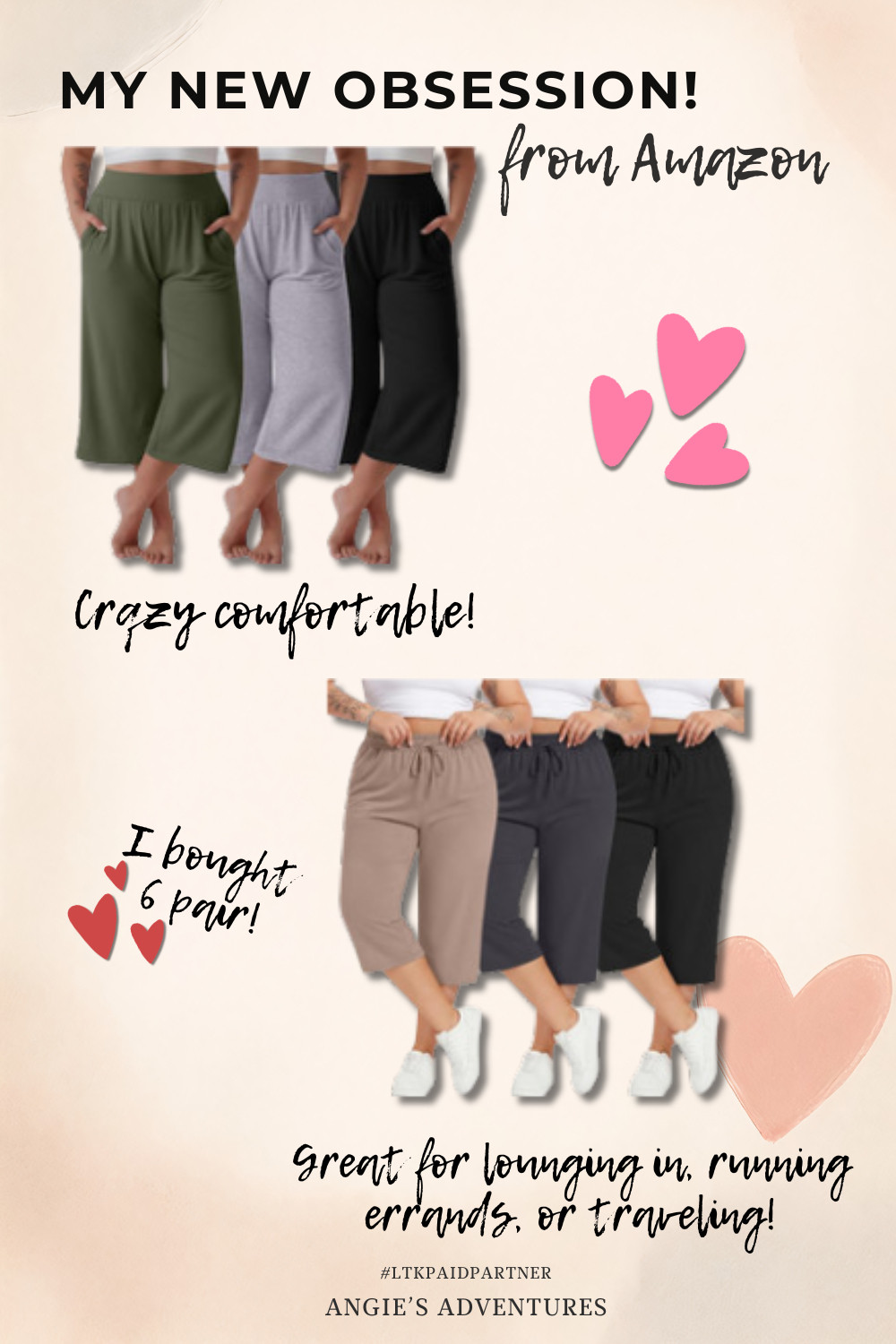 These Amazon pants are officially my new obsession 🤍
So lightweight, flowy, and unbelievably comfy! I’ve already bought 6 pairs because they’re THAT good 😍 Perfect for lounging at home, running errands, road trips, airport travel days, or just staying comfy while still looking cute.

If you love easy throw-on outfits that feel like pajamas but look put together… you need these 🙌✨

#LTKStyle #LTKTravel #AmazonFinds #AmazonFashion #ComfyStyle #TravelOutfit #CasualStyle #AirportOutfit #EverydayStyle #AmazonFavorites #LTKUnder50 #WideLegPants #LoungewearStyle #TravelEssentials #AngiesAdventures 

 #LTKdayinmylife #LTKPlusSize #LTKTravel