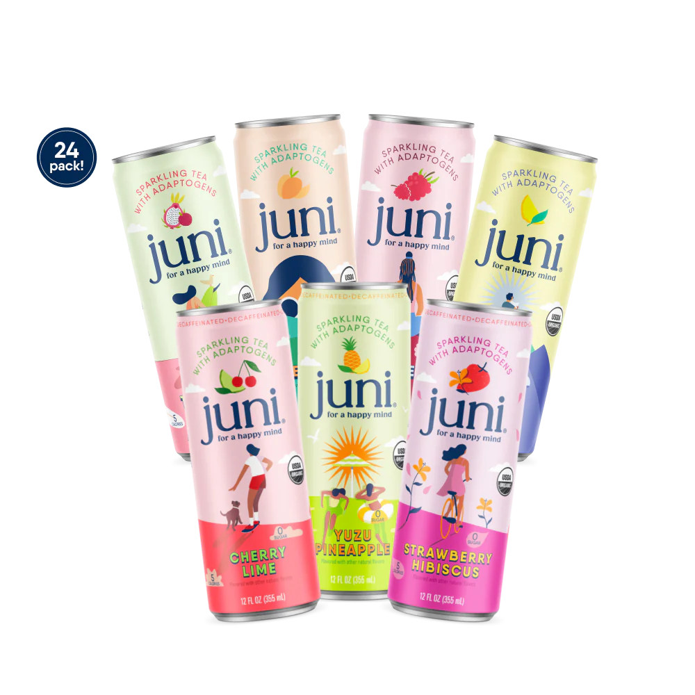 Juni Sparkling Adaptogen Drinks | All Flavor Variety Bundle | 24 pack | Drink Juni