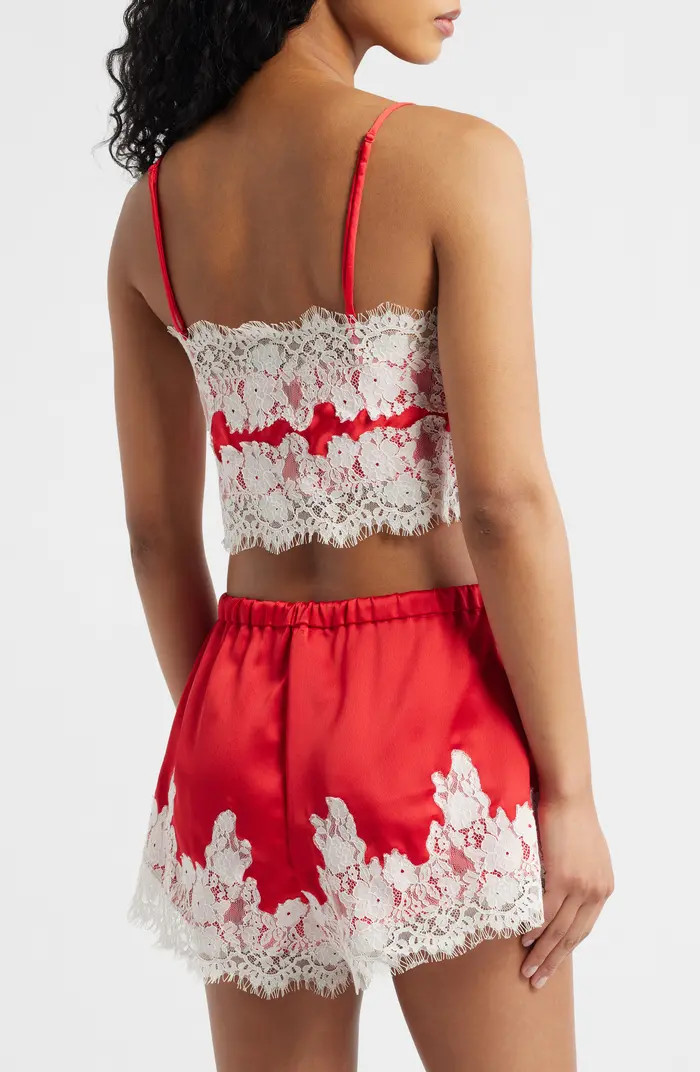KITTENISH Eyelash Lace Satin Camisole | Nordstrom | Nordstrom