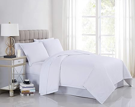 Charisma Percale Cotton 400 Thread Count Duvet Cover Set, King, White | Amazon (US)