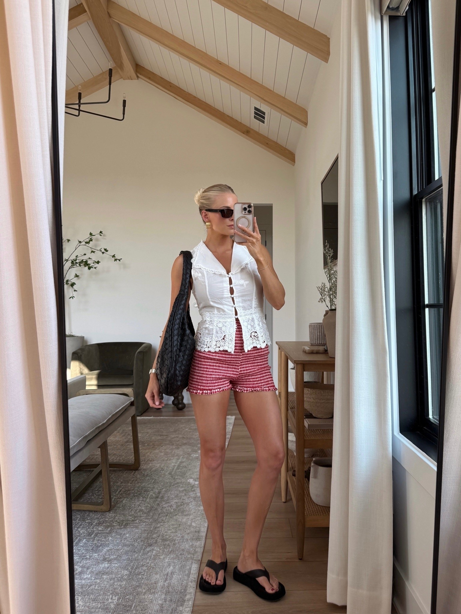 SIZE: 6 in top, med in shorts, shoes are tts, code KATHLEEN20 for discount on sunnies. Linking similar in all! #kathleenpost

Warm weather outfit ideas, summer outfit 2026, chic summer look