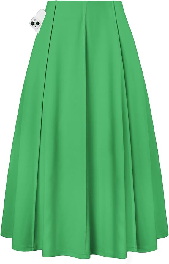 Kate Kasin Women's Pleated Midi Skirt 2026 Fall High Waisted Knee Length Flowy A Line Swing Casua... | Amazon (US)