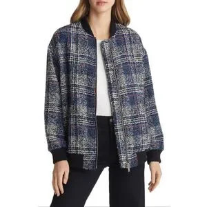 NWOT Avec Les Filles Women's Plaid Wool Blend Tweed Bomber Jacket Small | Poshmark