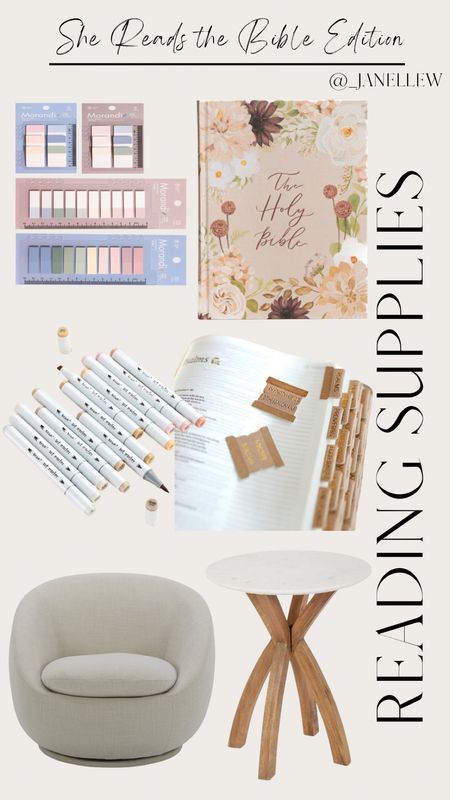 My fave edition! Here’s what I purchased so far: a Bible from Hosanna Revival (checkout their website, they have so much more to offer) and the neutral highlighters/markers. 

Everything else is coming soon!😁

•Follow for more home decor/Bible supplies!!•

#bible #supplies #homedecor #chair #endtable #notes

#LTKfamily #LTKhome