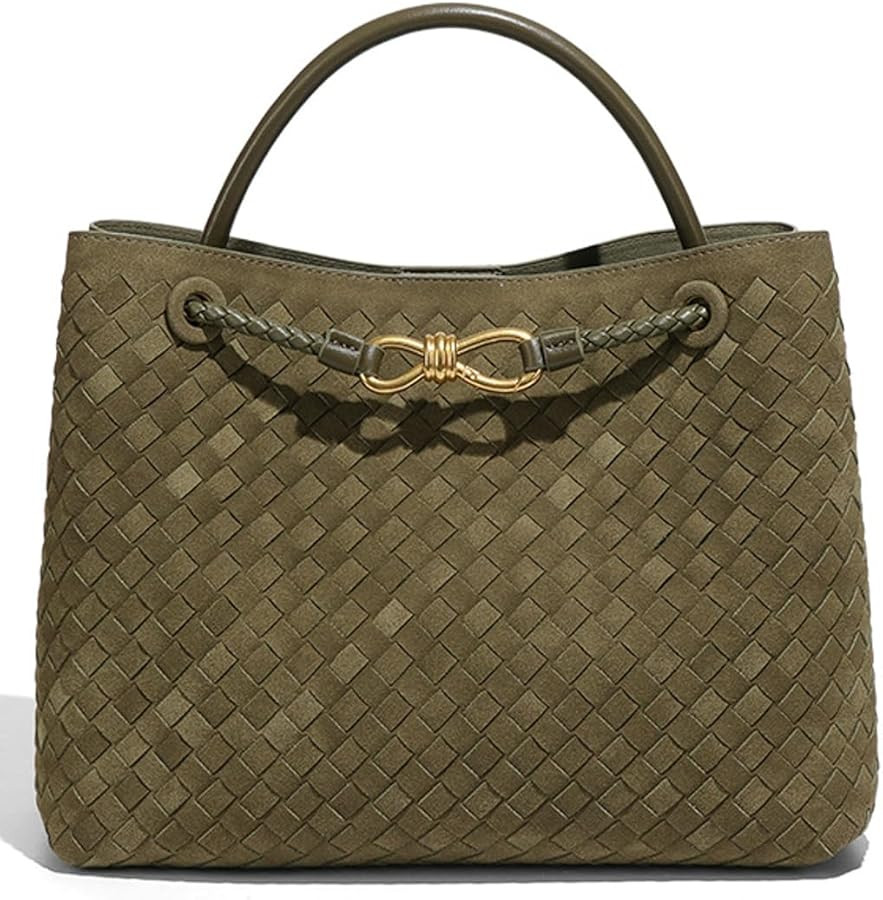 Suede Woven Tote Bag for Women PU Leather Hobo Bags Casual Crossbody Purse Shoulder Satchel Bag T... | Amazon (US)
