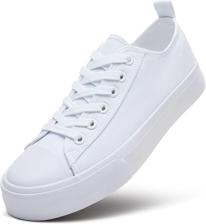 ZGR Womens White Canvas Sneakers,Classic Black Canvas Shoes,Casual Fashion Sneakers | Amazon (US)