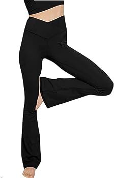 SHEADORE Womens Crossover Casual Stretchy Cute Bootleg Yoga Leggings Full Length Flare Bootcut El... | Amazon (US)